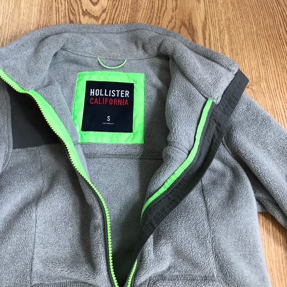 Hollister grey green fleece Sherpa jacket size S - Picture 3 of 6